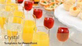  Presentation with beverages - Amazing presentation theme having set of cold snacks canape beverages closeup backdrop and a yellow colored foreground