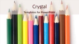  Presentation with color pencils - Presentation theme featuring set of color pencils on white isolated background background and a lemonade colored foreground