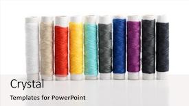  Presentation with few thread bobbin isolated - Presentation consisting of set of color sewing thread background and a lemonade colored foreground
