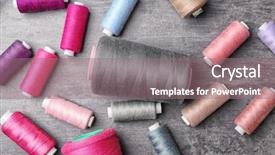  Presentation with sewing - Amazing slides having set of color sewing threads backdrop and a coral colored foreground