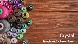  Presentation with sewing - Colorful presentation theme enhanced with reel - set of color sewing threads backdrop and a tawny brown colored foreground