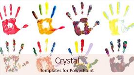  Presentation with colorful hand prints - PPT layouts with set of colorful hand prints background and a lemonade colored foreground