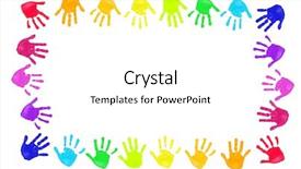  Presentation with colorful hand prints - Cool new theme with set of colorful hand prints backdrop and a white colored foreground