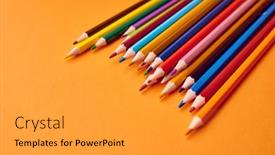  Presentation with pencils - Beautiful slides featuring set-of-colorful-pencils-closeup backdrop and a gray colored foreground