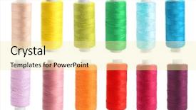  Presentation with sewing - Colorful presentation enhanced with set of colorful sewing threads backdrop and a blonde colored foreground