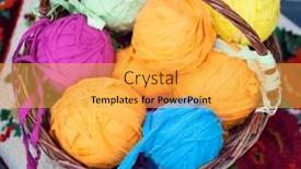  Presentation with yarn - Amazing presentation design having set-of-colorful-wool-yarn backdrop and a yellow colored foreground