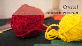  Presentation with yarn - Presentation theme featuring set-of-colorful-wool-yarn background and a lemonade colored foreground
