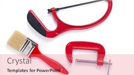  Presentation with construction tools - Theme having set-of-construction-tools-isolated background and a coral colored foreground