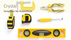  Presentation with construction tools - Audience pleasing slide deck consisting of set-of-construction-tools-isolated backdrop and a cream colored foreground