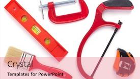  Presentation with construction tools - Presentation theme featuring set-of-construction-tools-isolated background and a coral colored foreground