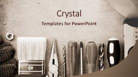  Presentation with wood tools - Presentation design consisting of metal pliers green yellow - set of construction tools background and a lemonade colored foreground