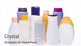  Presentation with cosmetics beauty cosmetic white - Beautiful slides featuring set of cosmetic bottles isolated backdrop and a sky blue colored foreground