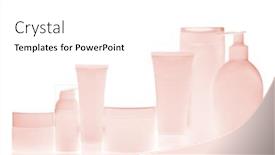  Presentation with cosmetic - PPT layouts with set of cosmetic bottles isolated on white background background and a white colored foreground