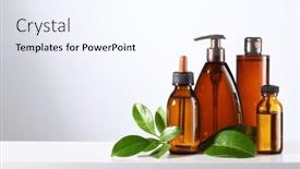  Presentation with cosmetic - PPT theme having set-of-cosmetic-brown-products background and a sky blue colored foreground