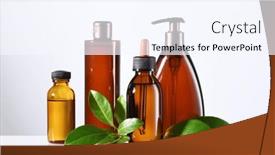  Presentation with cosmetic - Presentation theme consisting of set-of-cosmetic-brown-products background and a sky blue colored foreground