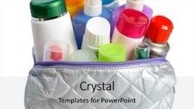  Presentation with herbal cosmetics - Theme enhanced with set of cosmetics in silver background and a light gray colored foreground