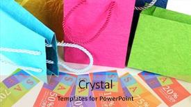  Presentation with coupon - Presentation theme with set of coupons for shopping background and a coral colored foreground