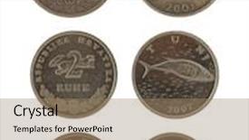  Presentation with instruction set - Beautiful presentation design featuring set of croatian kuna coins isolated on white backdrop and a coral colored foreground