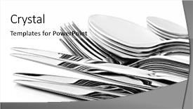  Presentation with cutlery - Colorful PPT theme enhanced with set of cutlery with stacked backdrop and a white colored foreground