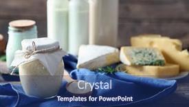  Presentation with dairy - Amazing presentation design having set-of-dairy-products backdrop and a ocean colored foreground