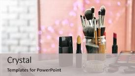  Presentation with cosmetics - Slides having set of decorative cosmetics background and a light gray colored foreground