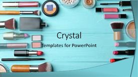  Presentation with cosmetic - Amazing slides having set of decorative cosmetics backdrop and a arctic colored foreground