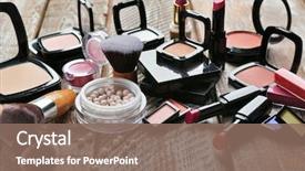  Presentation with cosmetics - Cool new PPT theme with set of decorative cosmetics backdrop and a violet colored foreground