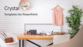  Presentation with beauty cosmetics - Amazing PPT layouts having set of decorative cosmetics backdrop and a sky blue colored foreground