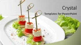  Presentation with grey - Cool new PPT theme with set of delicious canapes backdrop and a light gray colored foreground