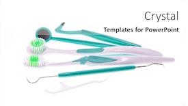  Presentation with dental hygiene - PPT theme having set-of-dental-cleaning-tools background and a white colored foreground