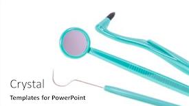  Presentation with oral hygiene - Cool new PPT theme with set-of-dental-cleaning-tools backdrop and a white colored foreground