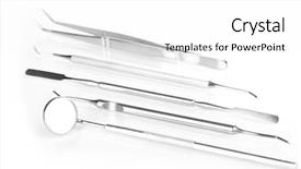  Presentation with tools - Cool new slides with set-of-dental-tools backdrop and a white colored foreground