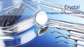  Presentation with tools - Colorful presentation theme enhanced with set of dental tools backdrop and a light blue colored foreground