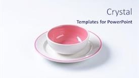  Presentation with color pink - Colorful PPT layouts enhanced with set of dessert plate and soup bowl pink color backdrop and a sky blue colored foreground