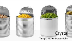  Presentation with food white - Colorful presentation enhanced with set of different blank cans backdrop and a white colored foreground