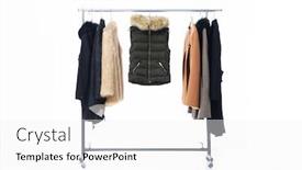  Presentation with females - Amazing presentation theme having set-of-different-clothes-fur backdrop and a white colored foreground