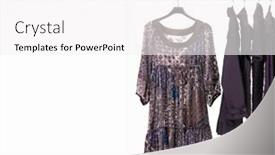  Presentation with females - Beautiful PPT layouts featuring set-of-different-clothes backdrop and a white colored foreground