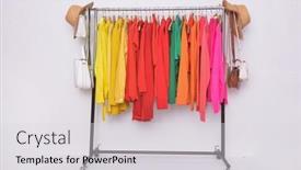  Presentation with different - Slide deck with set-of-different-colorful-clothes background and a light gray colored foreground