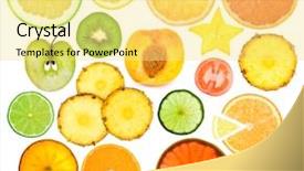  Presentation with fruits - Slide deck having set of different fruits slices background and a blonde colored foreground