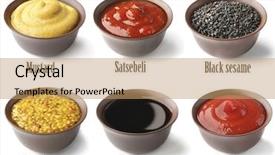  Presentation with soy sauce - Cool new presentation theme with set of different sauces backdrop and a coral colored foreground