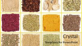  Presentation with spices - Colorful theme enhanced with set of different spices isolated backdrop and a yellow colored foreground