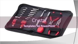  Presentation with case - Colorful presentation theme enhanced with set-of-different-tools backdrop and a tawny brown colored foreground