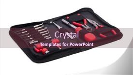  Presentation with set of different dental tools - Presentation design enhanced with set-of-different-tools background and a tawny brown colored foreground