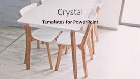  Presentation with dinner - Presentation theme featuring set of dinner table and wooden chairs in the kitchen background and a light gray colored foreground