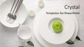  Presentation with apple - Theme enhanced with set of dinnerware with apple background and a sky blue colored foreground