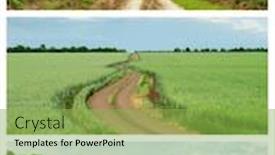  Presentation with agriculture field - PPT layouts having set of dirty roads in green agriculture field background and a yellow colored foreground