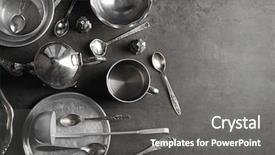  Presentation with cutlery - Slide deck enhanced with set of dishes and cutlery background and a gray colored foreground