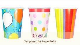  Presentation with paper cups - Colorful presentation design enhanced with set-of-disposable-paper-party backdrop and a cream colored foreground