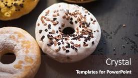  Presentation with donuts - Presentation design having set-of-donuts-on-black background and a tawny brown colored foreground