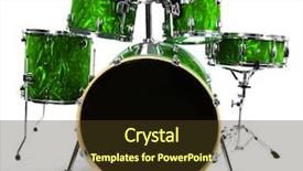  Presentation with drums - Slide deck having set of drums isolated on white background background and a tawny brown colored foreground